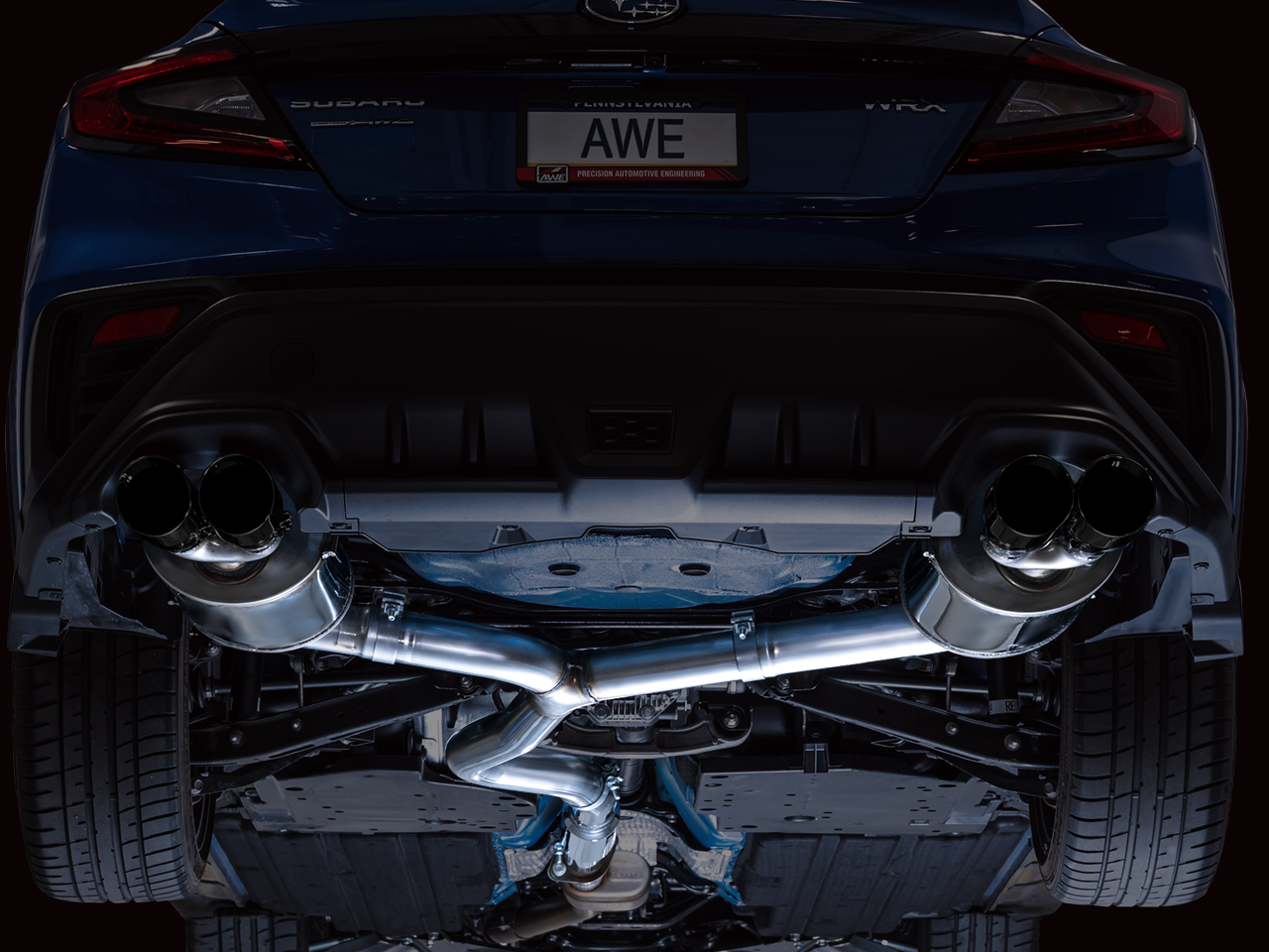 AWE Touring Edition Exhaust for VB Subaru WRX - Diamond Black Tips (SKU: 3015-43979)