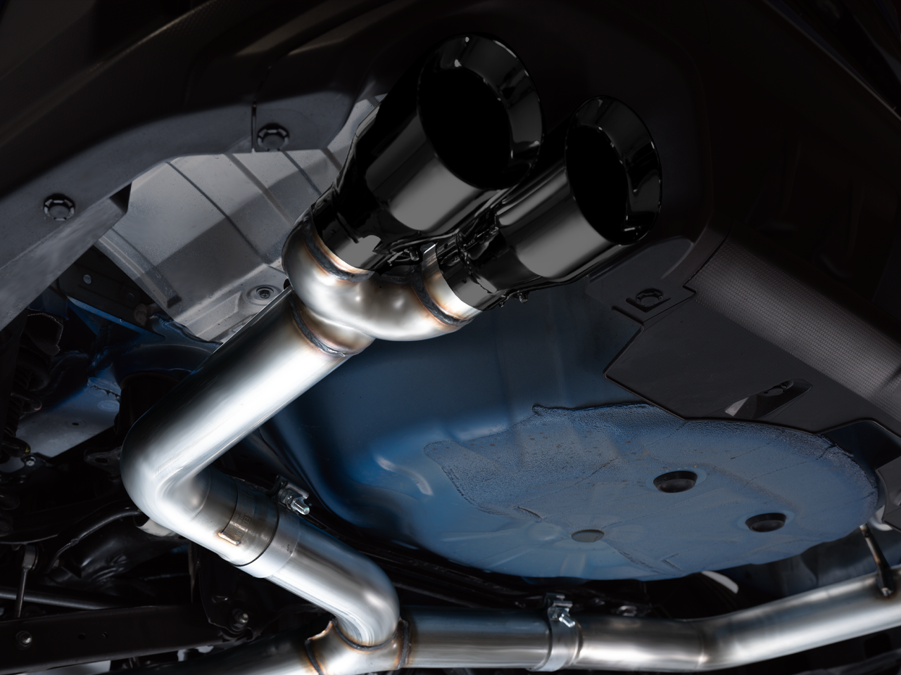 AWE Track Edition Exhaust for VB Subaru WRX - Diamond Black Tips (SKU: 3020-43979)