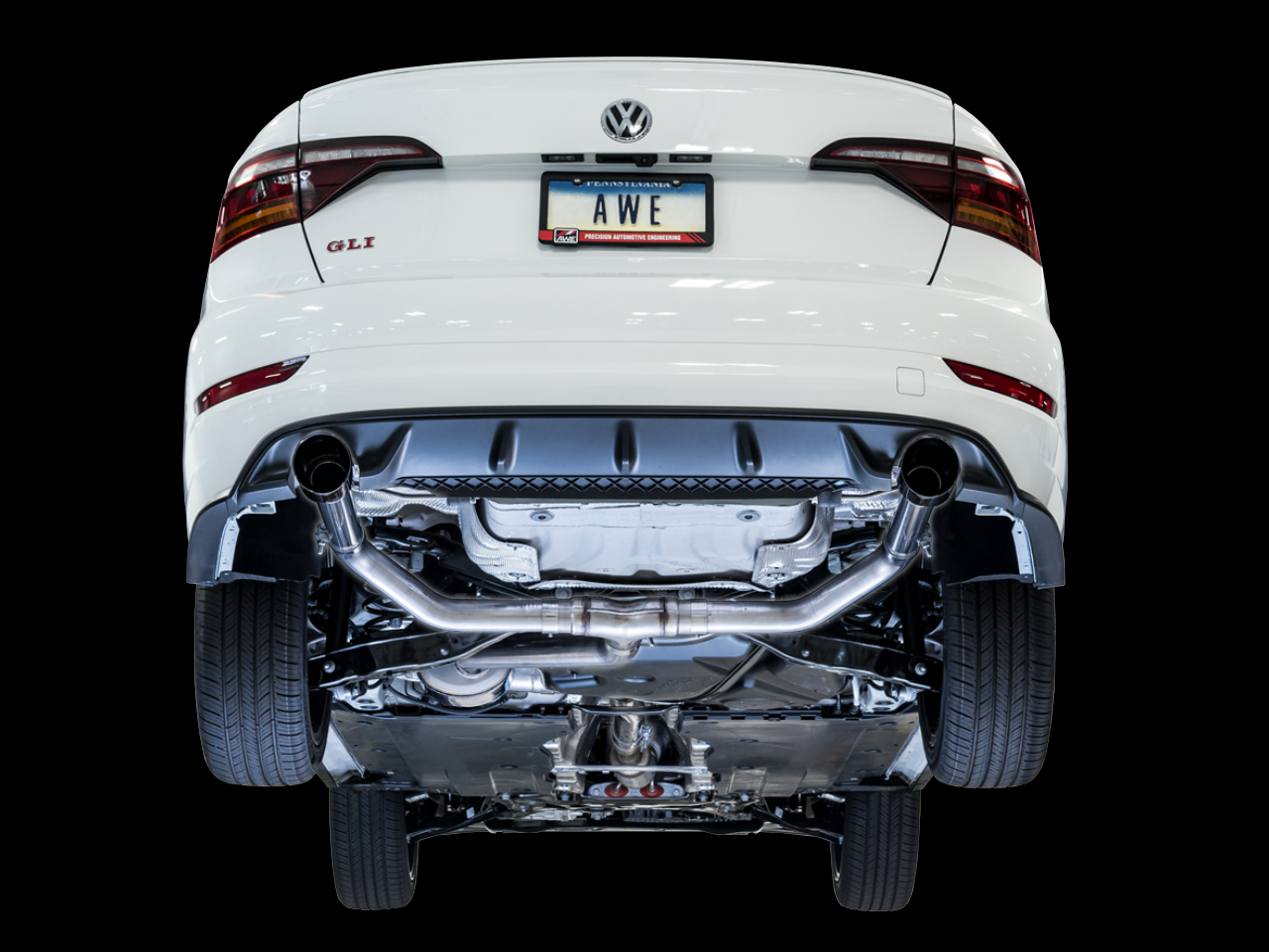 AWE Track Edition Exhaust - Resonated - for MK7 Jetta GLI w/ High Flow Downpipe (not included) - Chrome Silver Tips (3015-22068)