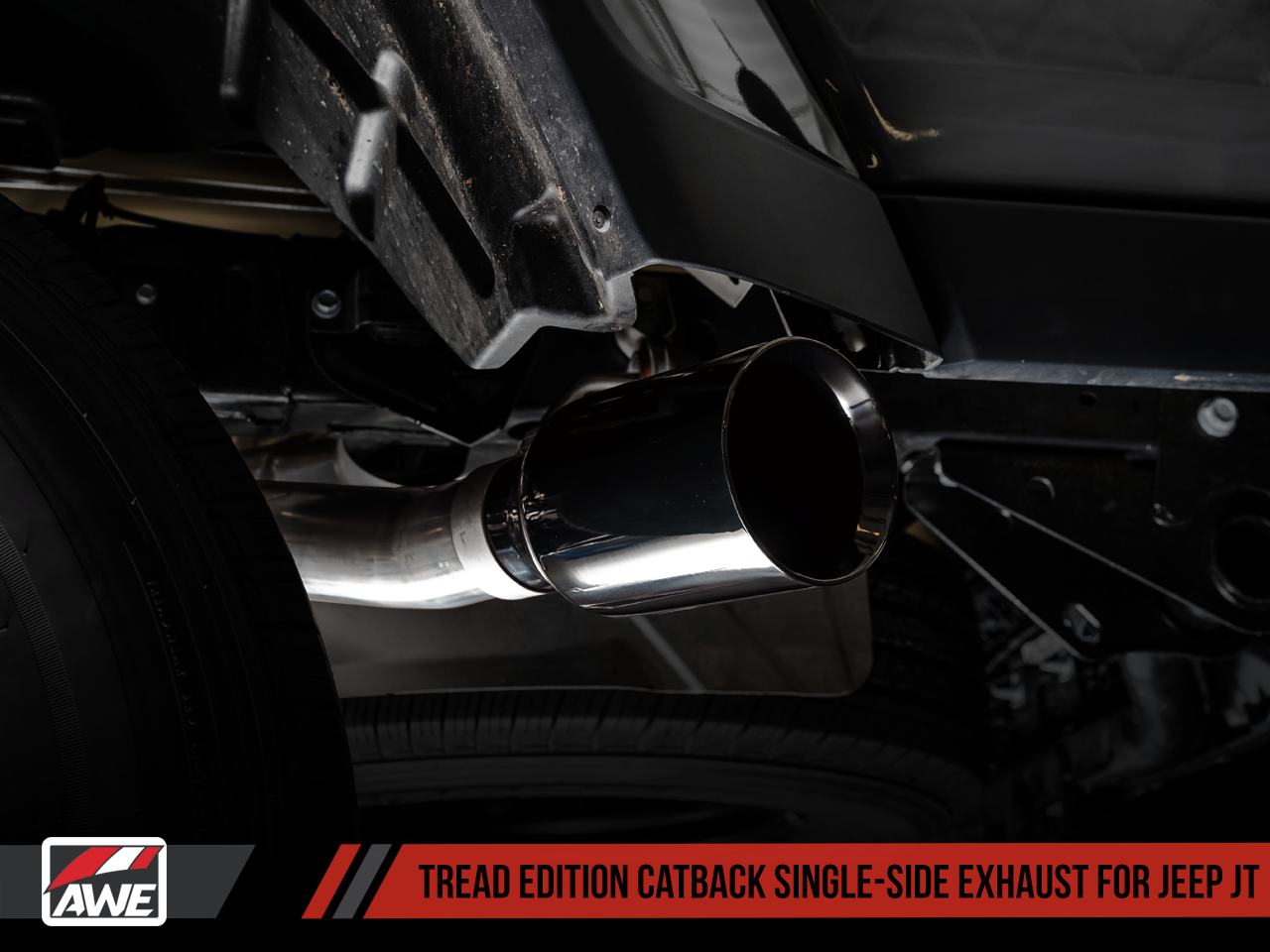 AWE Tread Edition Catback Single-Side Exhaust for Jeep JT 3.6L - Diamond Black Tip (3015-23103)