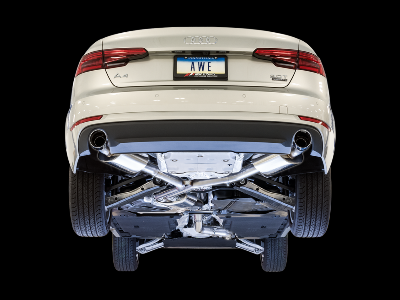 AWE Touring Edition Exhaust for B9 A4, Dual Outlet - Chrome Silver Tips (includes DP) (3015-32078)