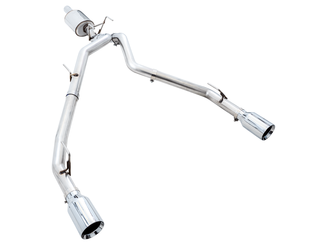 AWE 0FG Dual Rear Exit Catback Exhaust for 4th Gen RAM 1500 5.7L (without bumper cutouts) - Chrome Silver Tips (3015-32101)