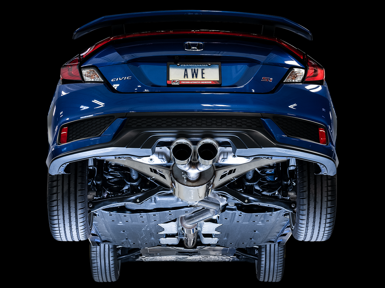 AWE Touring Edition Exhaust for 10th Gen Civic Si Coupe / Sedan (includes Front Pipe) - Dual Chrome Silver Tips (3015-32108)