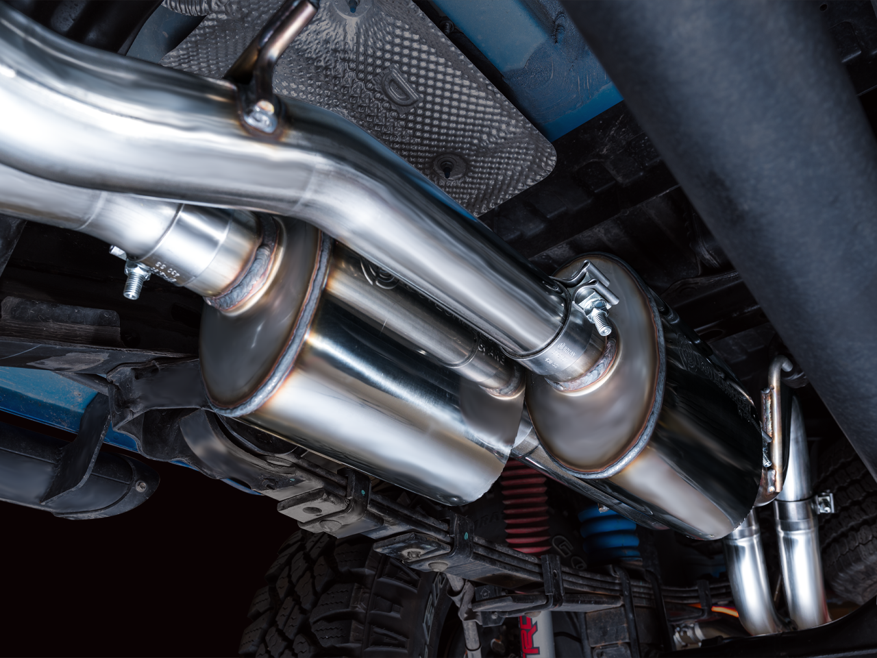 AWE 0FG Exhaust with BashGuard for 3rd Gen Tacoma - Dual Chrome Silver Tips (3015-32826)