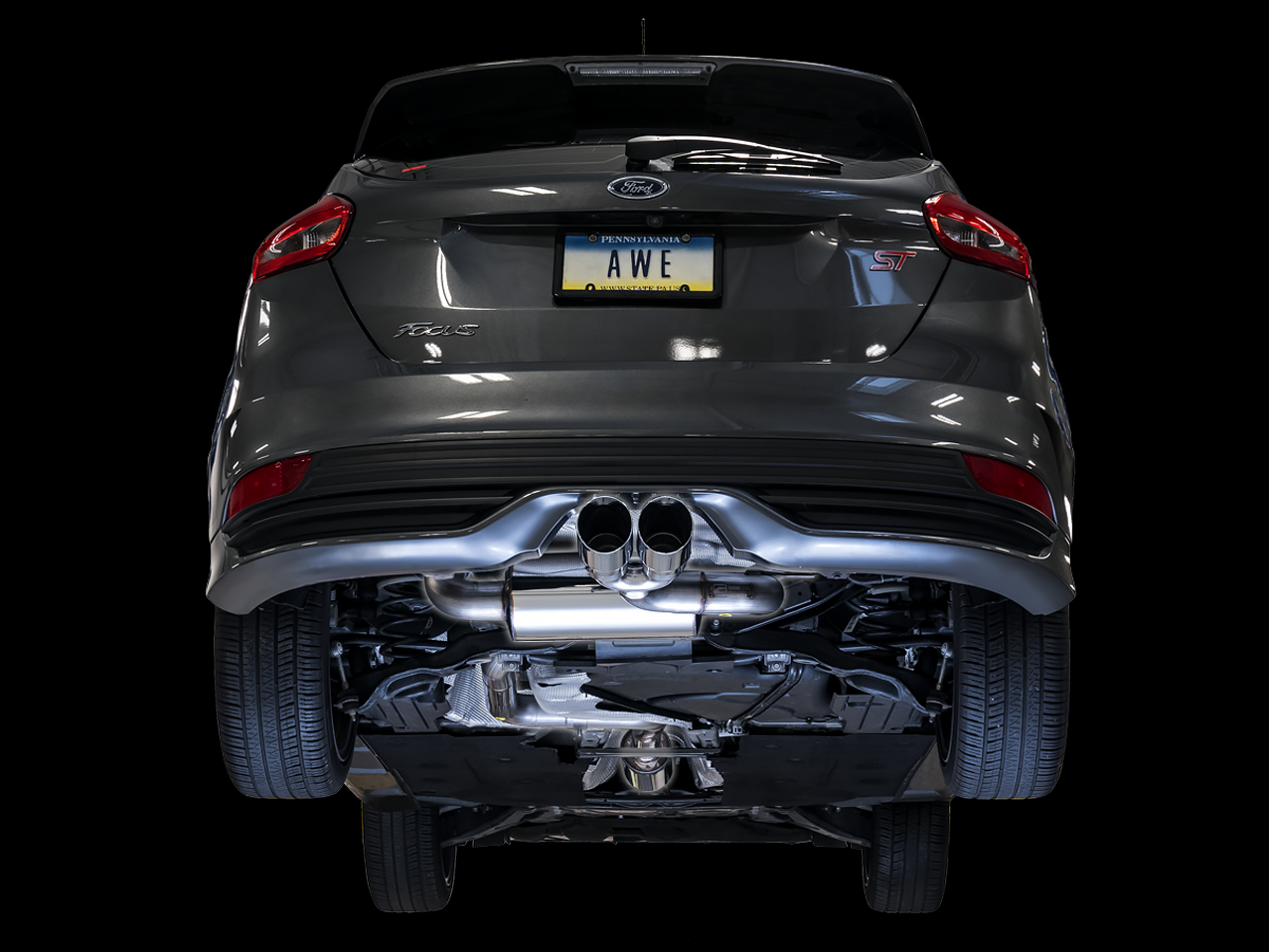 AWE Touring Edition Cat-back Exhaust for Ford Focus ST - Resonated - Chrome Silver Tips (3020-32038)