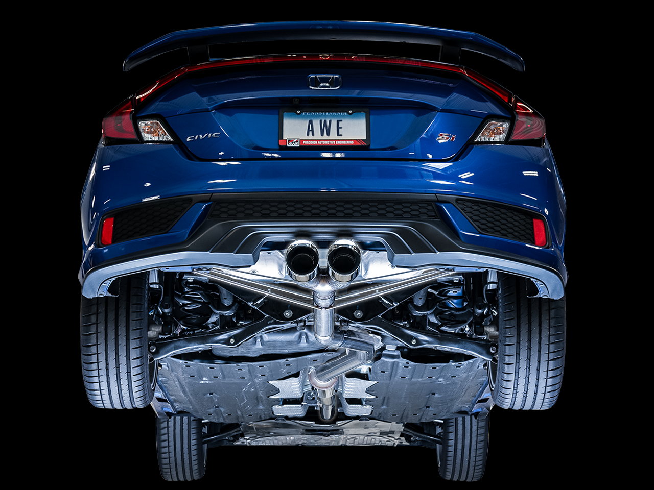 AWE Track Edition Exhaust for 10th Gen Civic Si Coupe / Sedan (includes Front Pipe) - Dual Chrome Silver Tips (3020-32052)