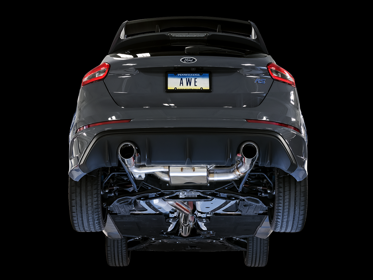 AWE SwitchPath™ Cat-back Exhaust (with Remote) for Ford Focus RS - Chrome Silver Tips (3025-32024)